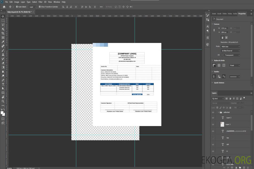 Exemple de modèle de facture immobilière template